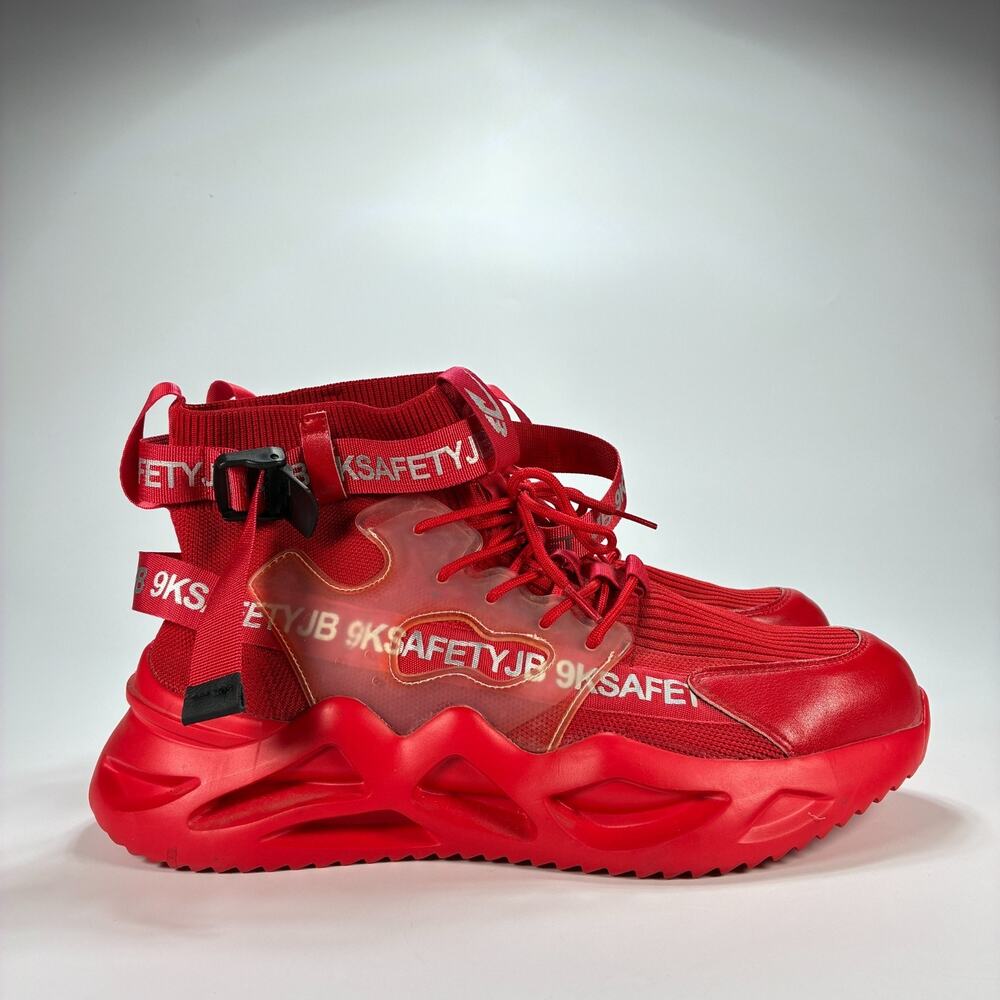 9K Safety JB Red High Top Adjustable Ankle Straps Sneakers Work Boots Mens Sz 13